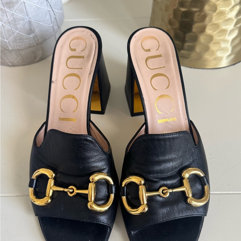 Gucci Black Horsebit Leather Slide